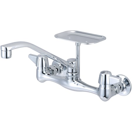 Central Brass Two Handle Wallmount Kitchen Faucet, NPT, Wallmount, Polished Chrome, Weight: 4.7 0048-UA6